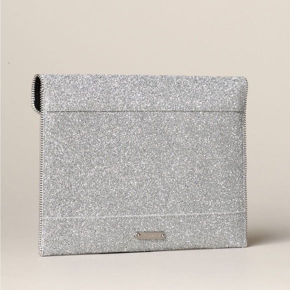 Rebecca Minkoff Silver Glitter Leo Clutch EUC - Picture 7 of 17